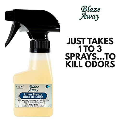 Blaze Away Professional Air Freshener / Janitorial Odor Eliminator & Smoke Neutralizer Spray - Industrial Strength Odor Removal - Cleans Strong Odors On A Molecular Level - 5Oz. Bottles - Pack Of 6 (Linen Breeze) #TOP3