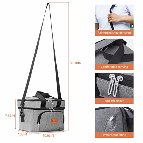 Yerdos Lunch Bag Women Insulated Lunch Box For Men, Light Durable Tote Bag With Adjustable Shoulder Strap For Office Work Picnic Hiking Beach Fishing-(Dark Grey) #TOP3