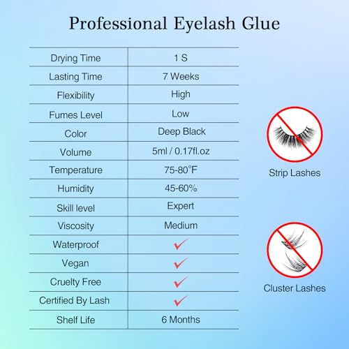 Obeyalash Wimpernkleber Dauerhaft Black Wimpernkleber FüR WimpernverläNgerung 5ml Wimpern Extensions Kleber Wimpernextension Lash Extension Glue 6-7weeks Retention for Salon Wimpern Kleber Extensions