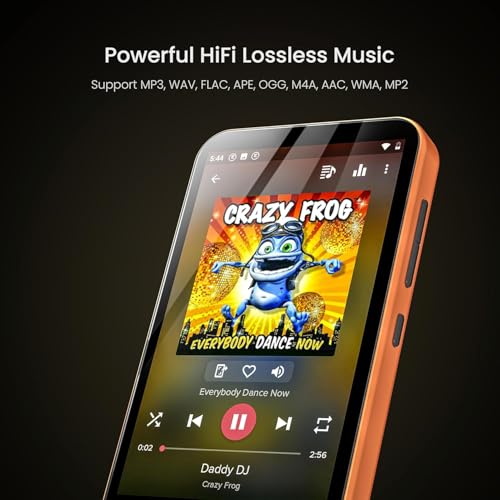 Image of TIMMKOO 80GB Kids MP3 Player with Bluetooth, Parental Controls, Pre-Installed Spotify, Audible, 4 inch MP4 Player (Orange)