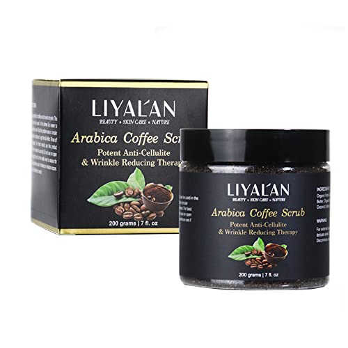 Liyalan Arabica Coffee Body Scrub Cream Facial Sea Salt Skin Pore Cleansing Exfoliating Moisturizing Anti Cellulite Face Treatment Acne 7 Oz #TOP5