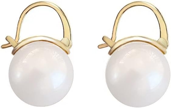 Rhodium Plated 925 Sterling Silver Pearl Earrings Hypoallergenic Pearl Drop Earrings, Silver Pearl Earrings with Cubic Zirconia Jewelry for Women White Pearl