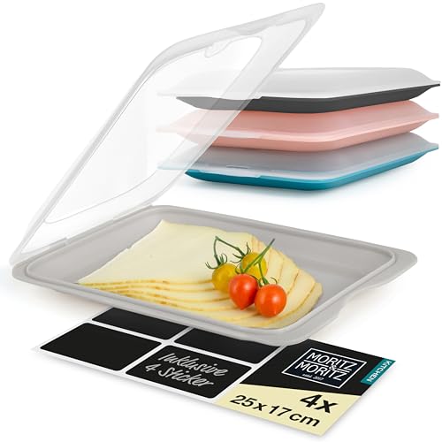 Moritz & Moritz 4er Set Aufschnittbox stapelbar – Frischhaltedosen mit...