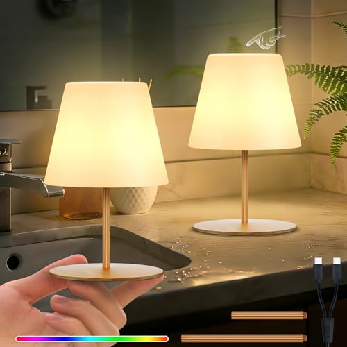Image of uuffoo 2 Pcs Mini Touch Shower Lamps Waterproof with 2-Step Warm White