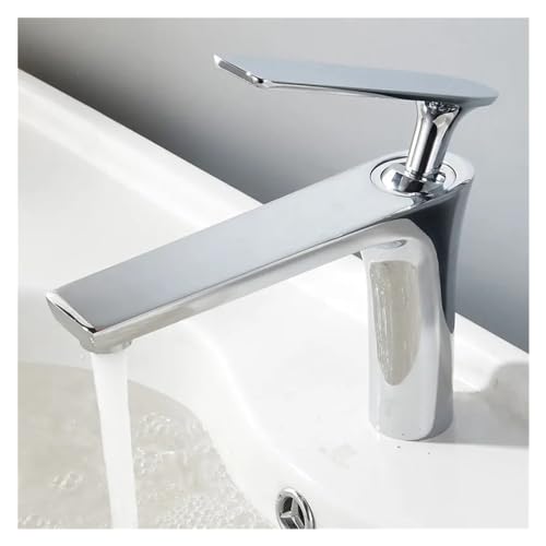 Grifo monomando de latón de alta gama con diseño cascada para lavabo 5