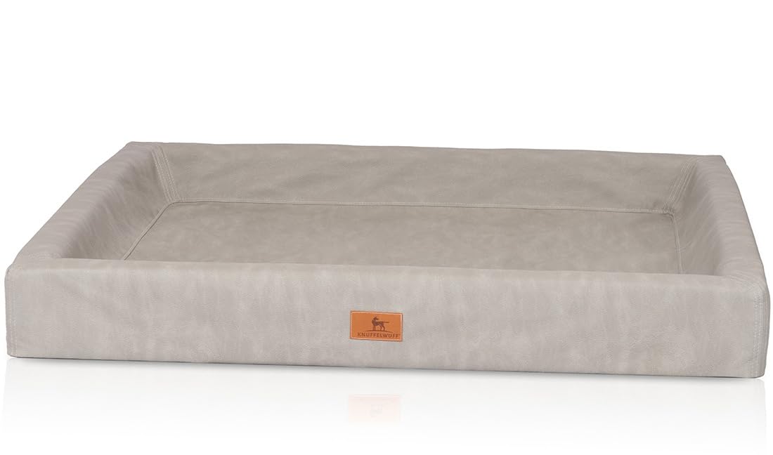 Knuffelwuff Cama ortopédica para perros Austin de piel sintética, XXL, 120 x 100 cm, color gris