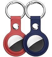 Ainiv Protective Case for Apple Airtags, 2PCS Blue Red PU Leather Keyring Case, Airtag Holder, Ai...
