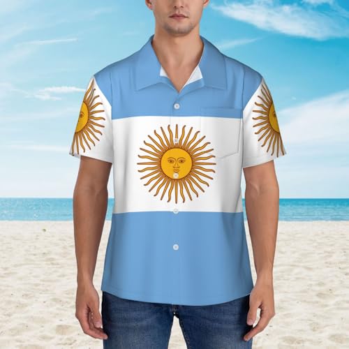 Chemise hawaïenne drapeau argentin homme avec short d'été décontracté - 2