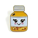 Cute Pill Bottle Enamel Pin – Kawaii Happy Pills RX Pin, Pharmacist & Pharmacy Tech Gift, Backpack & Lab Coat Pin for Student Nurses