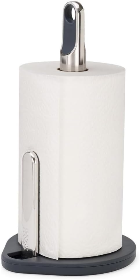 Hold Kitchen Roll Holder, Spring Tension Arm, One-Handed Tearing, Weighted Base, Non-Slip, Fits 140mm Rolls