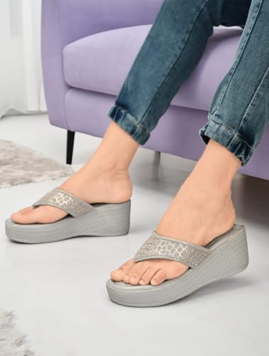 Image of Women's Wedge Heel Flip Flops | Stylish Platform Slippers for Women | Soft Cushioned Comfort | Anti-Slip Sandals | Casual Slip-On Thong Sandals