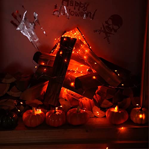 Image of RUICHEN Silver Wire 66 Ft 200 LED USB Fairy String Lights with On /Off Switch (Orange)