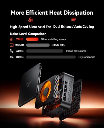NiPoGi E3B Mini PC AMD Ryzen 7 7730U(Bis zu 4,5GHz) 16GB DDR4 512GB SSD mit Radeon Graphics Micro Desktop Computer Für Büro/Heimkino/Meeting/Business/Trip |WiFi 6|BT 5.2|USB3.2
