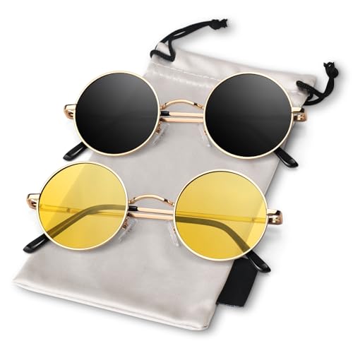 Sunier Round Sunglasses Men Women Shades Polarized Retro Circle UV400 Sun Glasses