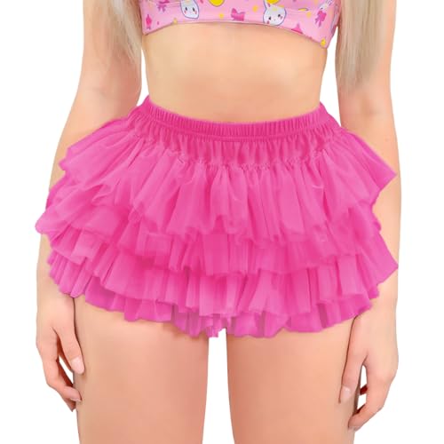 Littleforbig Women's Ladies Soft Mesh Underwear Comfortable Hipster Briefs Ballerina Tutu Skirted Panties Hot Pink S
