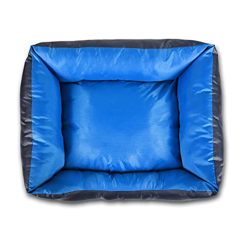 Image of Polyester Pet Bed with Chew Proof and Water Repellent Ripstop Fabric (Pack of 1, Blue, Size: M, 29.5X23X8.66 Inches)