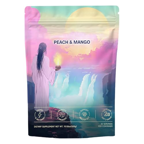 Té mágico | Mate Instant Tea Powder | Magic Peac-h Mango | Suplementos té pareja con prebióticos y probióticos | Mate Tea Powder para bebida caliente o fría | Enfoque y salud intestinal