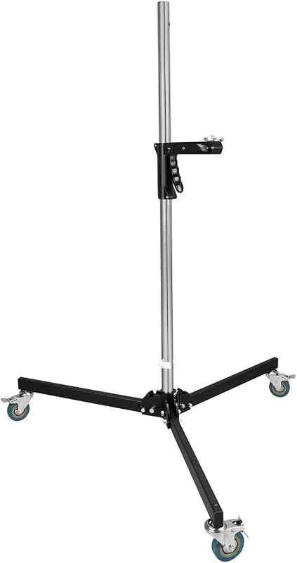 Godox Soporte de luz con ruedas – Soporte de estudio celular con brazo deslizante con ruedas de freno, altura ajustable de 3,9 pies a 7,9 pies, acabado plateado, sistema profesional de soporte de fotografía y vídeo (240FS)