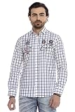 Cipo & Baxx Herren Hemd Regular Fit Bestickt Kariert Karohemd Freizeithemd Langarm CH182 Weiß XL
