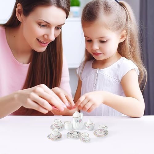 Puppenhaus Zubehör，Miniatur Puppengeschirr Porzellan Wichtel Geschirr Wichtel Besteck Wichtel Zubehör Puppenhaus Küche Zubehör