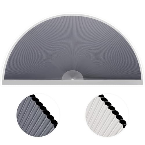 HESTIA No-Drill Arch Window Cellular Shades for Bedroom Grey 24L x 48W