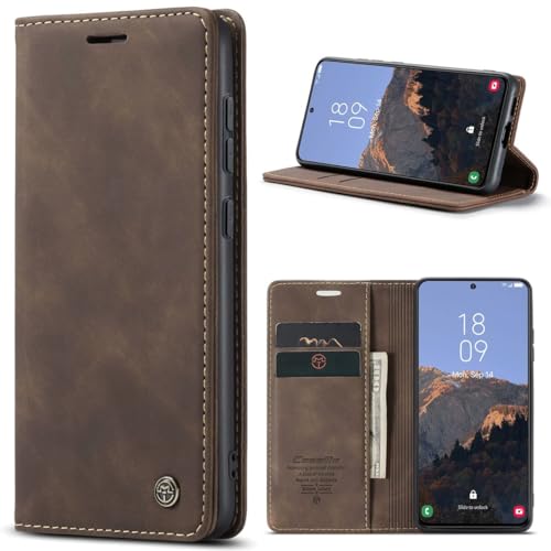 Étui de protection Samsung Galaxy S23 Plus 5G en cuir synthétique café