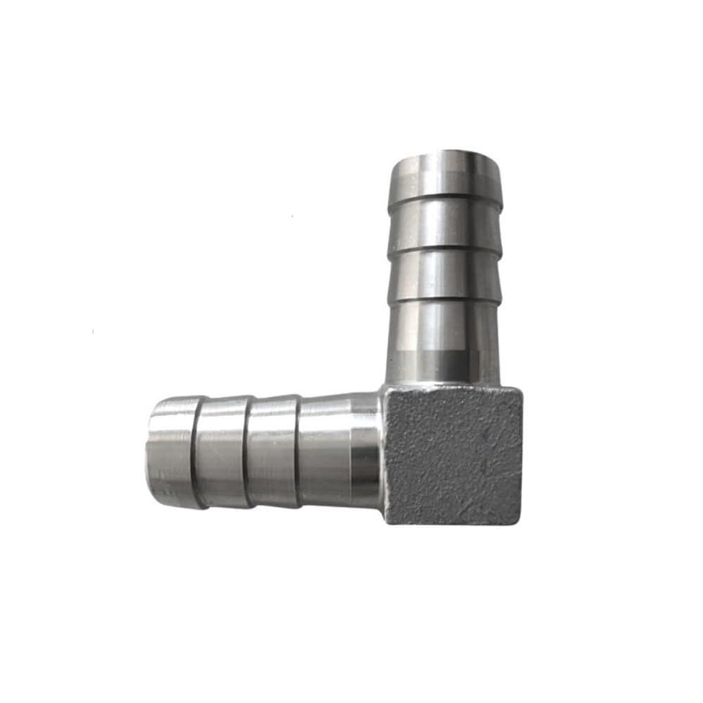 Threaded Hose Connector， Right Angle Elbow Hose Barbs Tail, Equal Elbows SS304 Pipe Fittings(8mm)