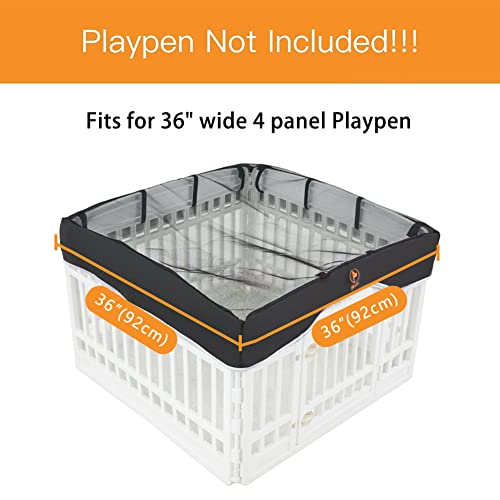 PJYuCien Dog Playpen Mesh Top Cover, Fits 36 Inch 4 Panels Regular Square Plastic Exercise Pet Pen, Velcro Connections, Black (Note: Cover Only, Playpen Not Included !!!) PJYuCien Dog Playpen Mesh Top Cover, Fits 36 Inch 4 Panels Regular Square Plastic Exercise Pet Pen, Velcro Connections, Black (Note: Cover Only, Playpen Not Included !!!)