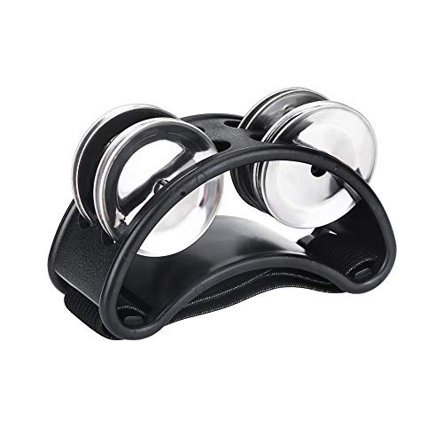 Pandereta de Pie, Sacudida de pie Pandereta de con Jingles para Instrumento de Accesorio de Batería 3 Colores(Negro)