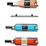 FLstudio Estante de vino montado en la pared: estante de vino de montaje en pared, capacidad para 4 botellas, organizador de botellas de vino de metal negro para cocina, bar, bodega, almacenamiento en