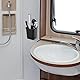 Linkidea Zahnbürstenhalter mit Saugnapf, Wandmontage, für Badezimmer, Dusche, Rasierer, Rasierer, Aufhänger, elektrische/batteriebetriebene Zahnbürste und Zahnpasta-Organizer (schwarz)