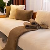 RUNCH - Funda de sofá antideslizante en forma de U para gatos y perros, resistente a las manchas, protección contra arañazos, color crema, 110 x 110 cm, perfecta para dueños de mascotas