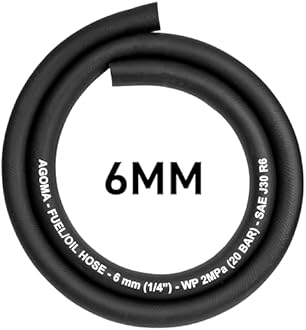 Rubber Reinforced E10 Engine Nitrile Fuel Tube,Breather Pipe,Oil,Diesel,Petrol,Water 2m Lengths Ideal for Cars,Vans and Pick-ups (6mm)