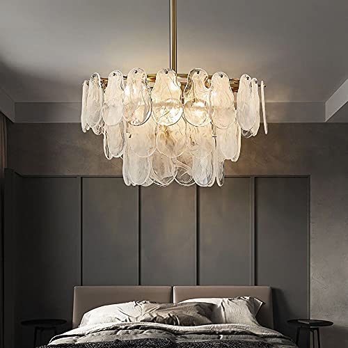 Image of LOVEDIMA Chandelier Gold Multi-Tier Lantern Pendant Lighting, Cloud Glass Entryway Chandeliers for Foyer Hanging Ceiling Light Fixtures (8-Light)