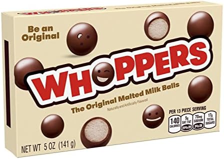 WHOPPERS Malted Milk Balls Candy, Movie Snack, 5 oz Box