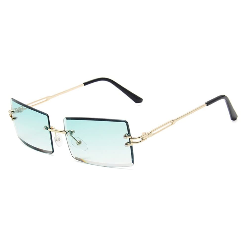 Lunettes de soleil sans monture rétro rectangle verres dégradés