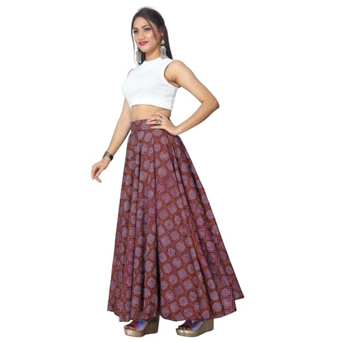 Image of JYESHTA Women's American Crepe Flared A Line Stitched Long Skirt with 12 Mtr Flare 40 in Height | Skirts for Women Long Length | Long Skirts for Girls