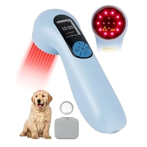 LLLT Cold Laser Therapy Device with Protective Magnetic Cover, 5 * 808nm & 10 * 650nm Human/Vet Handheld Infrared Red Light Therapy, Pet Dogs Treatment Device for Muscle Pain Relief & Improve Healing
