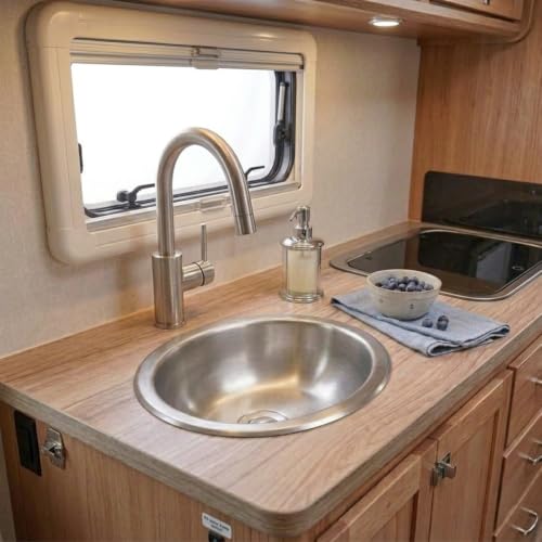 Image of RV Kitchen Sink, 16 inch x 11 inch x 5 inch Stainless Steel Bar Sinks, 16 Inch Small Kitchen Sinks Can Be Used At Rv, Outdoor, Bathroom,laundry, Included Sink Drain Assembly