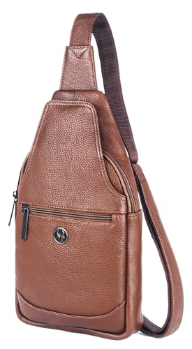Image of WildHorn Leather Sling Crossbody Bag for Men, Stylish Chest Shoulder Bag for Men Women, Adjustable Strap for Commuting Travel Outdoor Activities Cycling