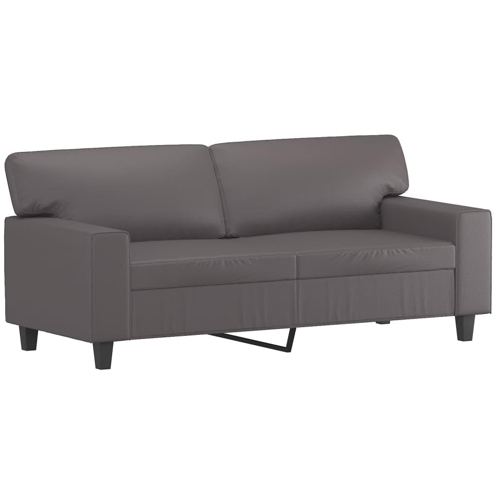 Juego de 2 sofás de piel sintética gris, 154 x 77 x 80 cm, sofá pequeño con cojines gruesos, diseño moderno, marco de madera contrachapada de acero resistente para salón, comedor, pasillo