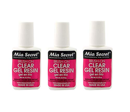 Mia Secret 3 pack (½ oz.) Brush On Clear Nail Gel Resin - Glues crystals