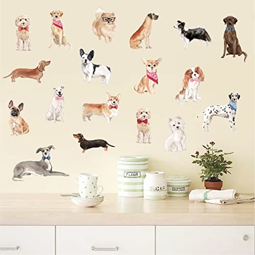Cute Dog Wall Decals Funny Puppy Dog Wall Stickers Small Pet Dog Wall Stickers Fancy Dog Wall Decals Peel And Stick Funny Animal Wall Stickers For Bedroom Living Room #TOP7