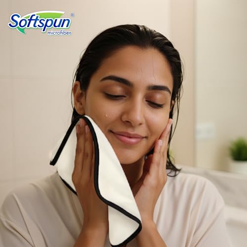 Image of SOFTSPUN Microfiber Hand & Face Wipes 280 GSM 20x30 Cms, 4 Piece Towel Set, (White) Super Soft & Silky for Hand, Face and Body - Hypoallergenic Sensitive Skin Wipes & Washcloths.