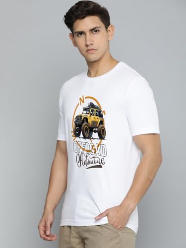 Image of JUARI BE A GENTLEMAN Men's Printed Cotton T-Shirt - Round Neck, Regular Fit, Soft & Comfortable - Trendy Casual Half Sleeve T-Shirt for Everyday Wear - Stylish & Breathable Fabric for All-Day Comfort