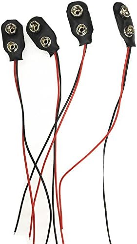 1000pcs I shape 9V battery SNAP connector black leather case copper button 6''leads 4mm tins ends