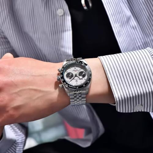 LACZ DENTON Pagani Design 1718 Panda Dial Men's Chronograph Watches Japan VK64 Movement Stianless Steel 100M Waterproof Men Fashion Casual Watch