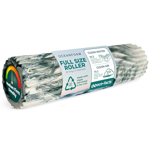 Oceanfoam Tidal Roller - Hunter Marbled - Muscle Massage Foam Roller for Back Pain & Stretching - Firm and Ergonomic Wide Wave Textured - Yoga, Athletics, & Wellness - Full Size, 20