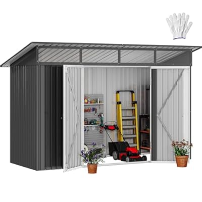 DWVO Storage Shed 9x4 FT for Bicycle, Functional Metal Tool Shelter Garden Storage Unit with Acrylic Windows, Secure Entry Lock, Water-Resistant Waste Enclosure for Outdoor Patio Garden(Dark Gray)