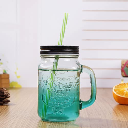 Tikwisdom Gradient color,mason jars,glass jars,canning lid,canning jars 4-piece glass drinking jar with lid and straw… - Image 8